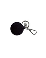 Balmuir round keyring, nat grain leather, black/silver